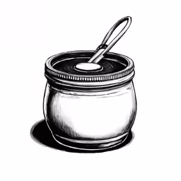 a jar is shown with a spoon inside it