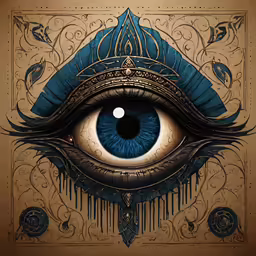 a drawing of a big eye with the words art on it