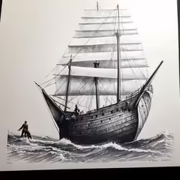 the old ship that was sailing in the ocean