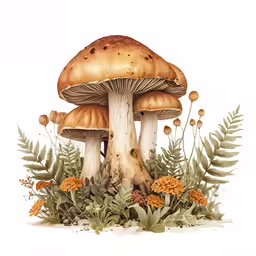 a bunch of mushrooms are in the grass