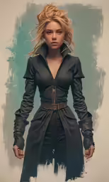 digital painting of a woman in all black