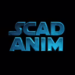the words scad and anim are made from light blue letters