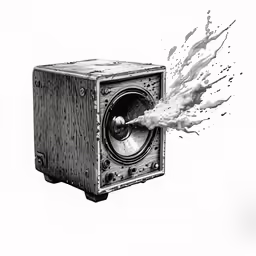 a vintage radio player being hit by the sound