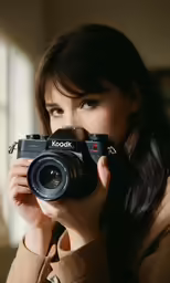 a woman taking a photo with her old camera
