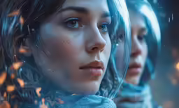 a couple of women are standing in the snow
