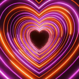 a large heart that is lit up in the dark