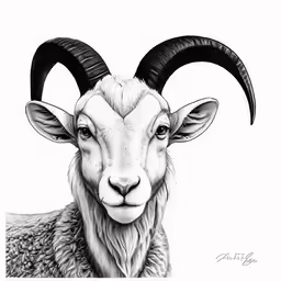 a goat with very long horns and large curled horns
