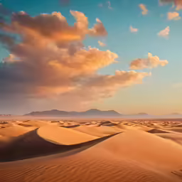 dunes at sunset in the desert with clouds