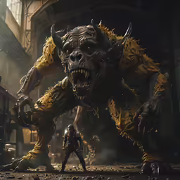 a couple of people with some sort of monster