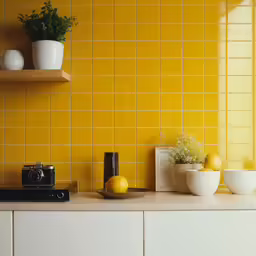 an image of some yellow tile in the kitchen