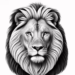the lion is drawn with pencil on paper