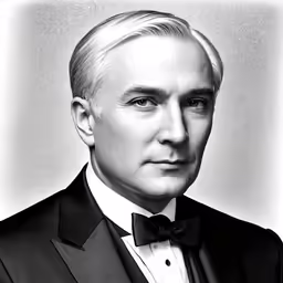 a man with a big bow tie is wearing a suit