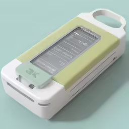 a digital thermometer sitting in a white case