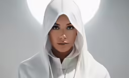a women with a veil and hood in a photograph