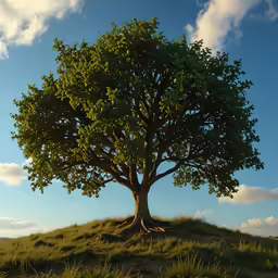 there is a tree on the hill that is next to it