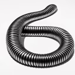 black spiral coiled tub on white background