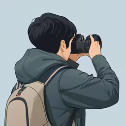 a person with a camera in their back pack