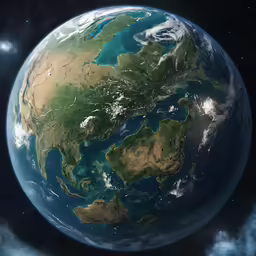 the earth is seen in a rendering