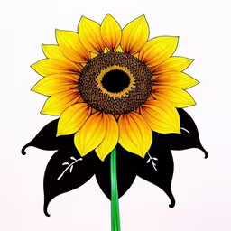 a close up of a drawing of a sunflower