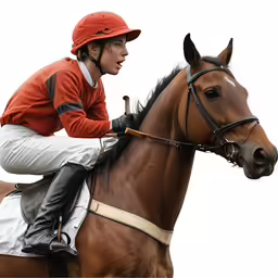 the jockey is sitting on the horse and ready to start her race