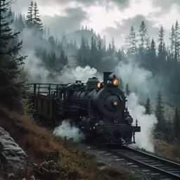 steam coming out of the engine of a train