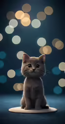 little kitten is looking ahead while sitting on a skateboard