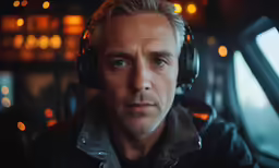 a man wearing headphones while looking to his left