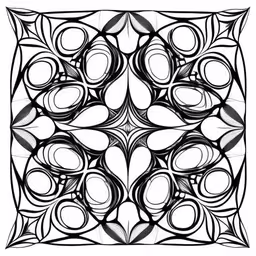 a drawing of a design made out of circles and squares,a black and white square design with some circles,a black and white drawing of a square with circles in it,black and white image of a modern design,the image is an artistic black and white drawing