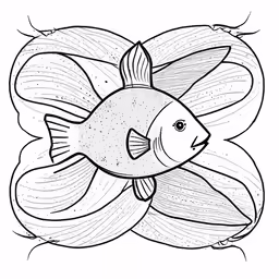 a fish in an image with a caption that reads draw in color for kids