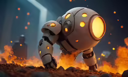 a robot that is sitting in the dirt