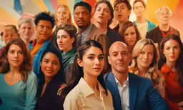 several people all dressed in different colors