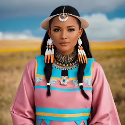an african american woman wearing ethnic clothing and large jewelry