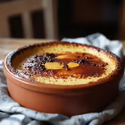 an old fashioned pot of pudding on a napkin