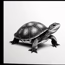 a drawing of a turtle on a white surface