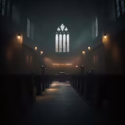 a large church with a large, dimly lit navel ceiling