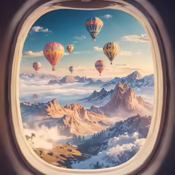 the view out the airplane window looks out at the mountains