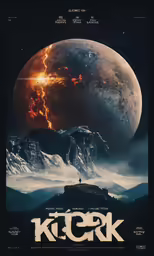 a movie poster with a giant red globe
