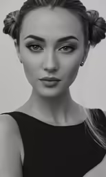 a beautiful woman posing in black and white