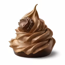 a chocolate cupcake on top of a white table