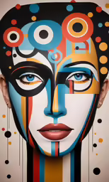 woman with colorful abstract face painting