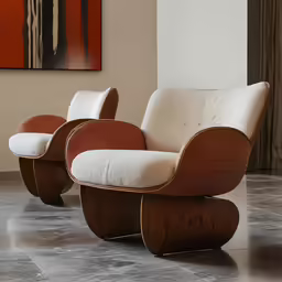 three modern chairs in a living room setting
