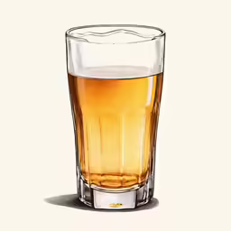 a drawing of a glass filled with beer