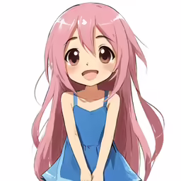 a pink haired girl with long, pink hair