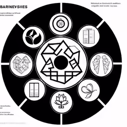 a circular design showing the six main elements for an art project