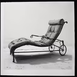 a chair that is on a beach with the seat lifted