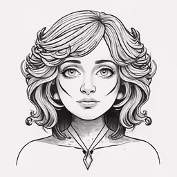 a woman with long hair and big eyes
