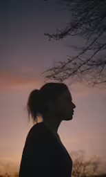 a person standing in front of a sunset