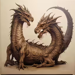 a painting with some sort of animals that are looking like monsters