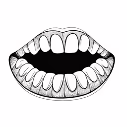a drawing of a mouth with teeth missing