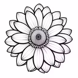 a white flower drawn in pencil,the side view of a drawing of a sunflower